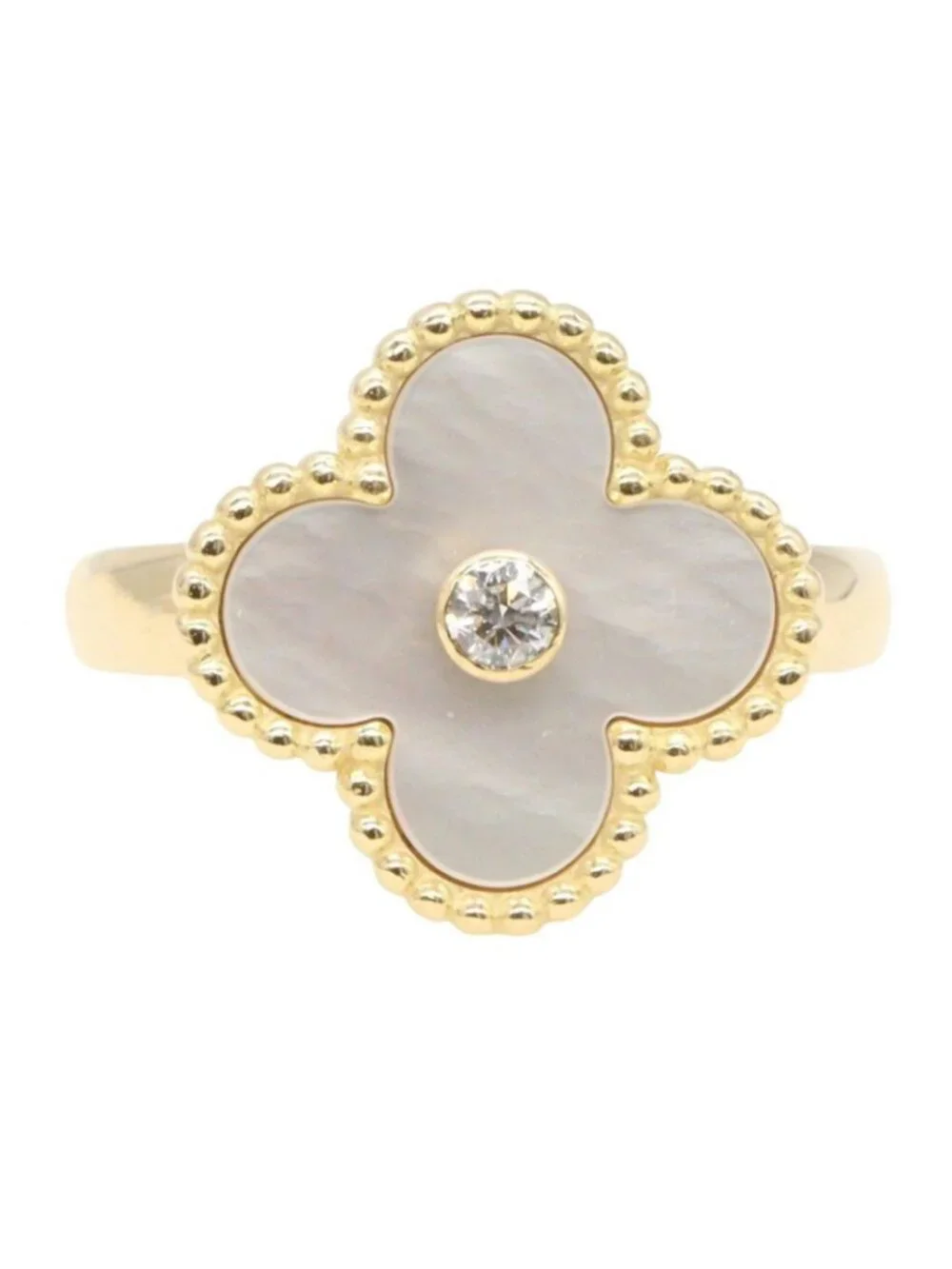 Van Cleef & Arpels Ring Vintage Alhambra Mother of Pearl 18k Diamond